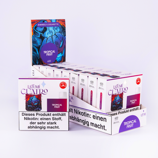 La Fume Cuatro Tropical Fruit Nikotin Einweg E-Zigarette Vape Aroma 600 Züge 10er Pack